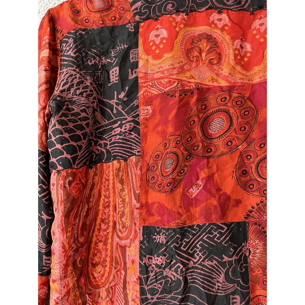 Chicos Button Top Large 2 Silk Patchwork Abstract… - image 8